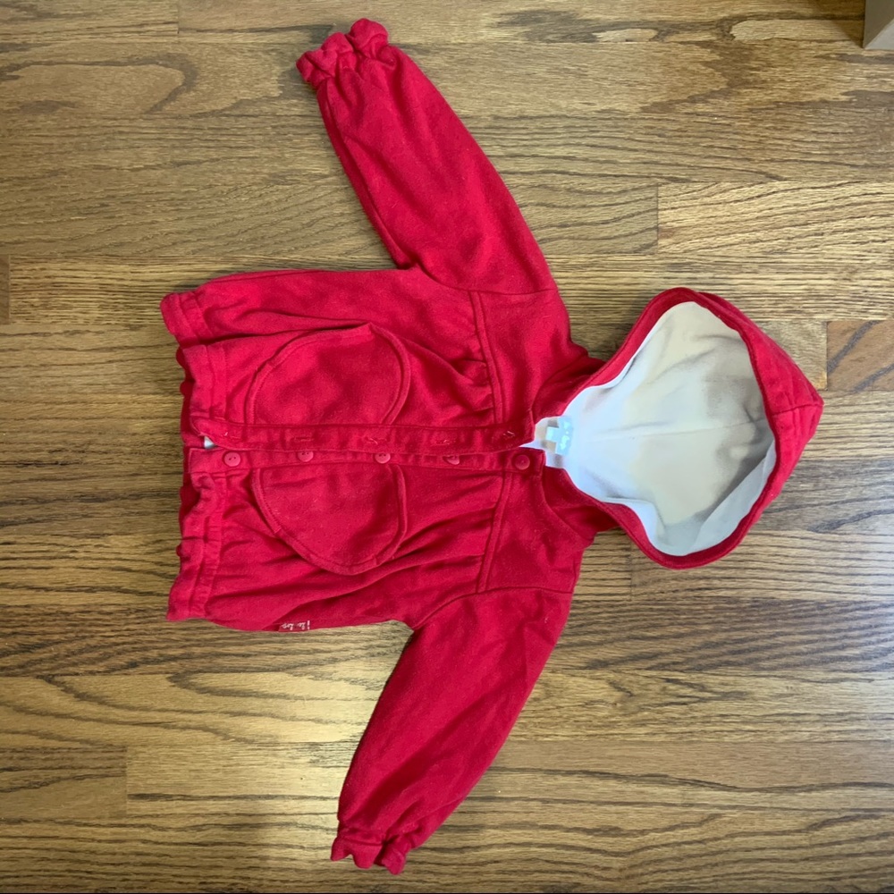 3FOR$10 LE TOP Heart Detail Red Fleece Sweater 12M